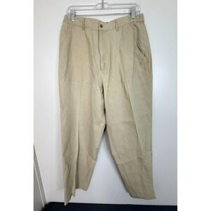 Veezo Men's Size Large Linen Blend Flat Front Straight Leg Classic Work Pants